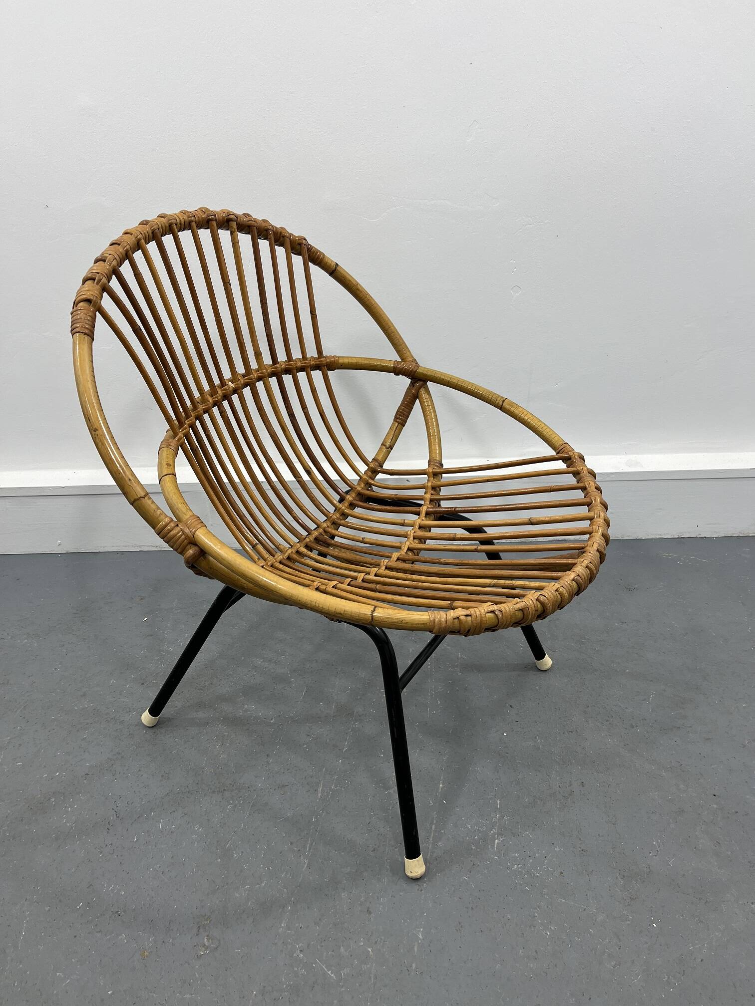 Dutch Rattan and Metal Chair from Rohé Noordwolde, 1950s
