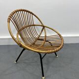 Chaise en Rotin et Métal de Rohé Noordwolde, Pays-Bas, 1950s