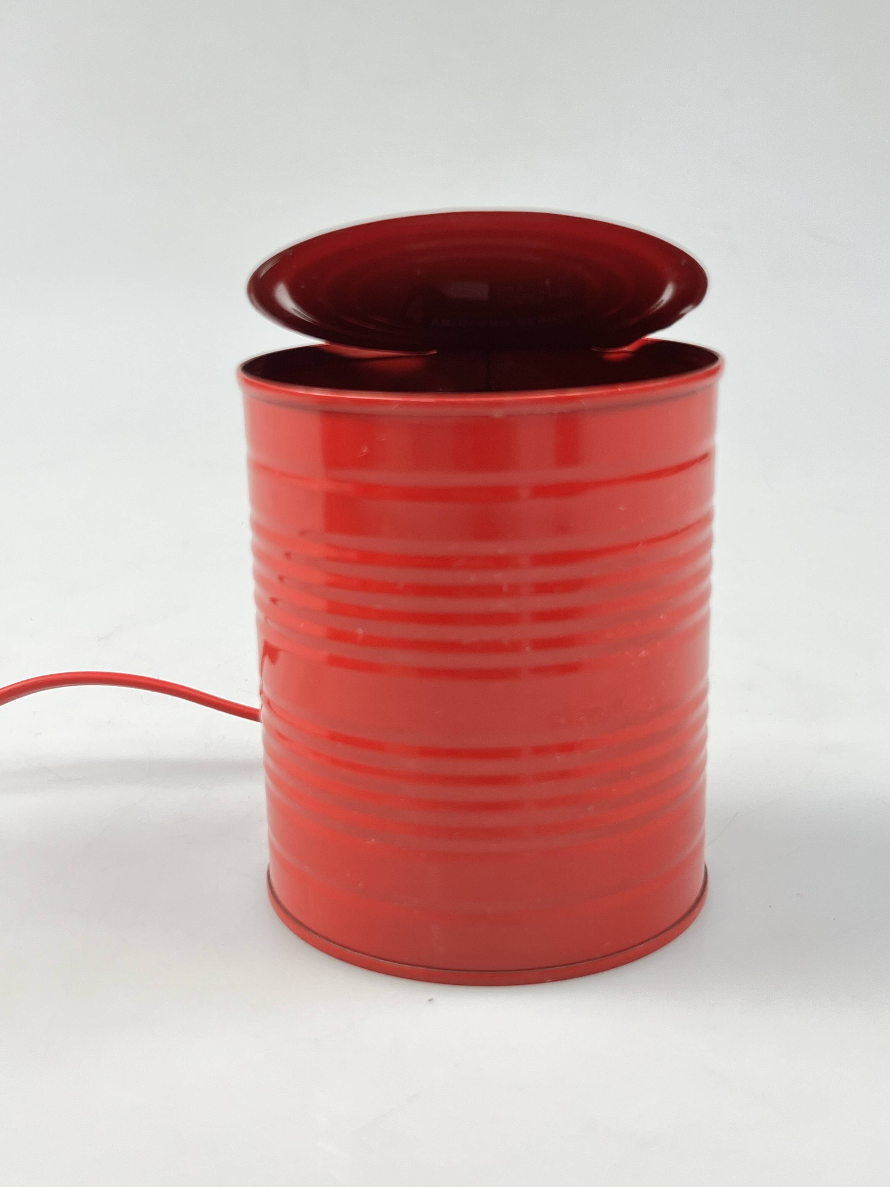 Vintage Red Tin Can Lamp, Ad Van Berlo, Vrieland Design, 1980s