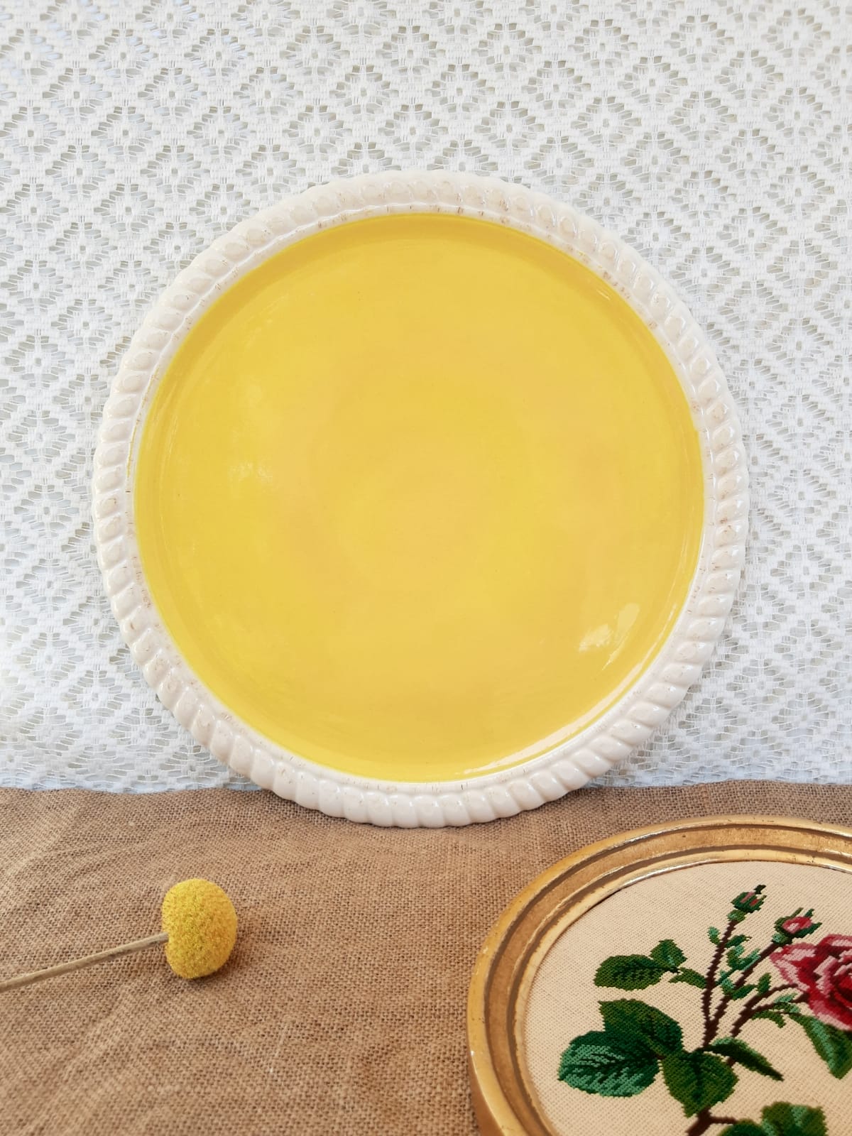 Longwy France Yellow Dessert Service