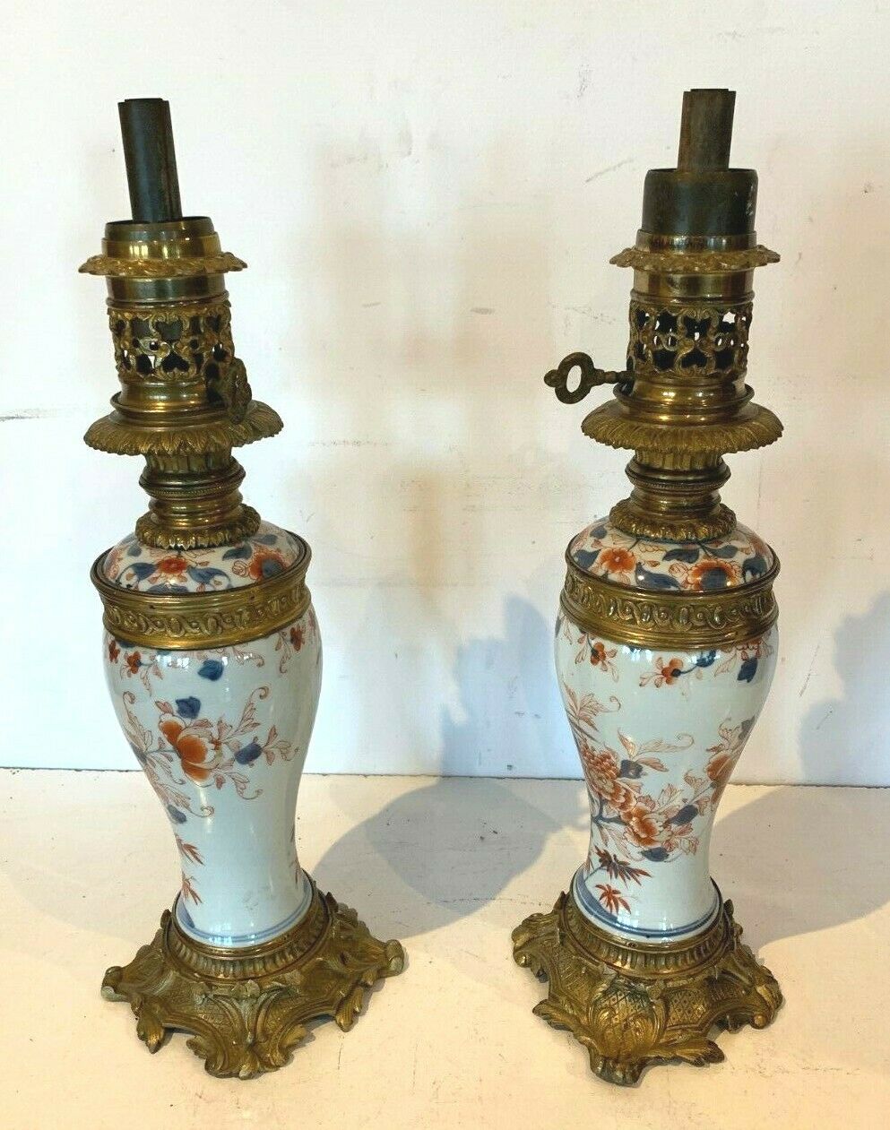 Pair of China porcelain lamp chiseled bronze 19th century