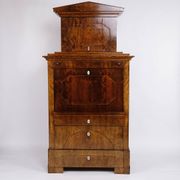 Secretary - Hand polished birch & intarsia - 2 drawers - 1840s