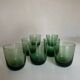 Set de 7 verres gobelets 1960 en verre soufflé vert