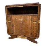 small Art Deco Parisian mid-century vintage 1950 oak sideboard with backsplash