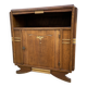 small Art Deco Parisian mid-century vintage 1950 oak sideboard with backsplash