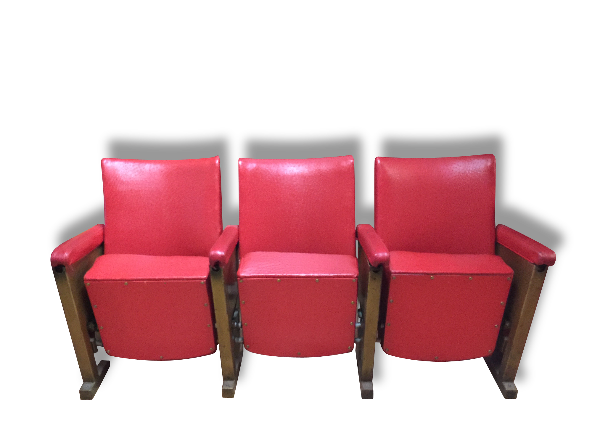 Chairs cinema years 50-60 imitation leather 3 Chair and a folding seat