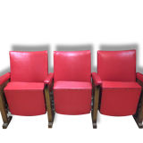 Chairs cinema years 50-60 imitation leather 3 Chair and a folding seat