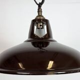 Industrial Brown Enamel Factory Pendant Lamp , 1960s
