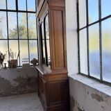 Old XL Napoleonic oak glass bookcase, 19th century