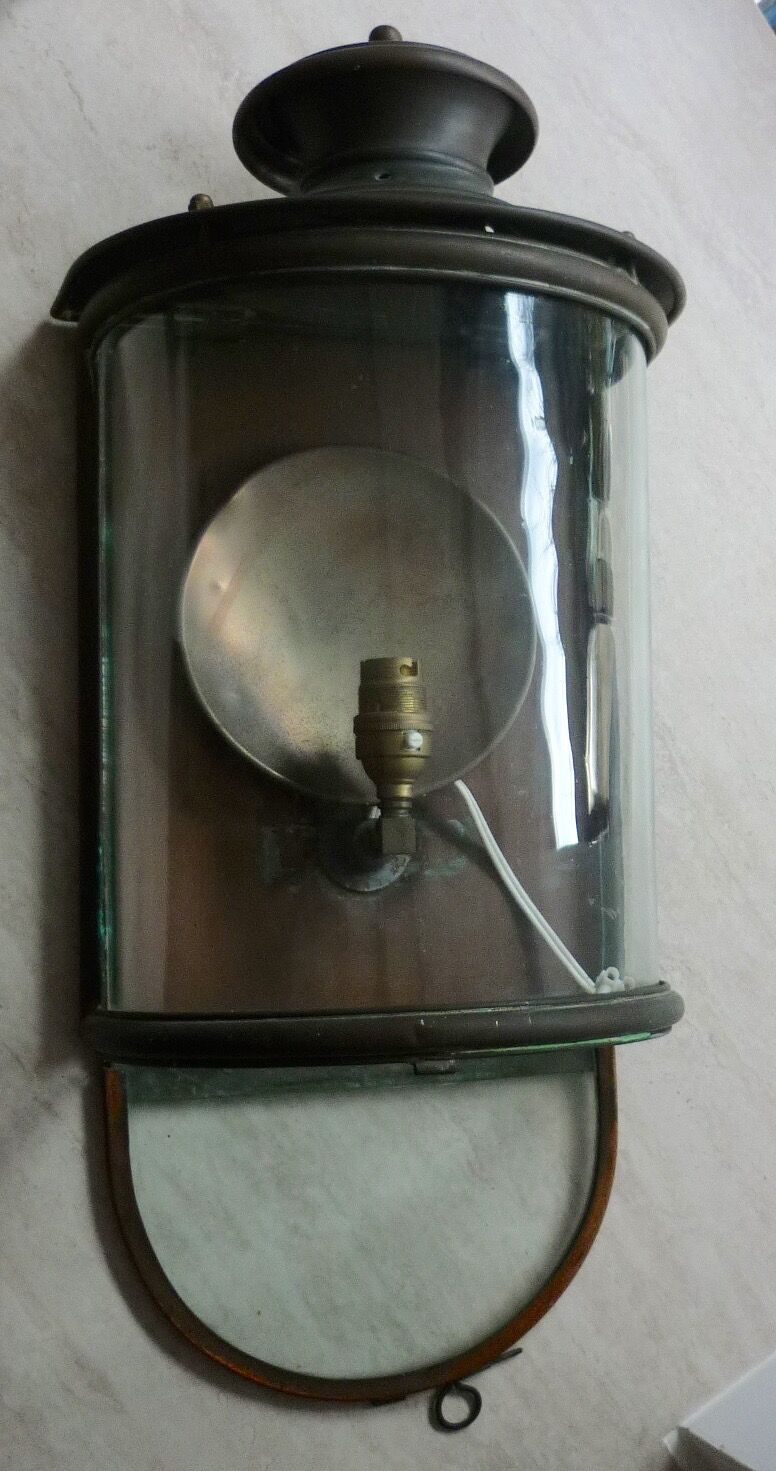 Ancient half-moon brass wall lantern