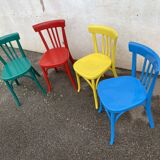 Set of 4 multicolored bistro chairs