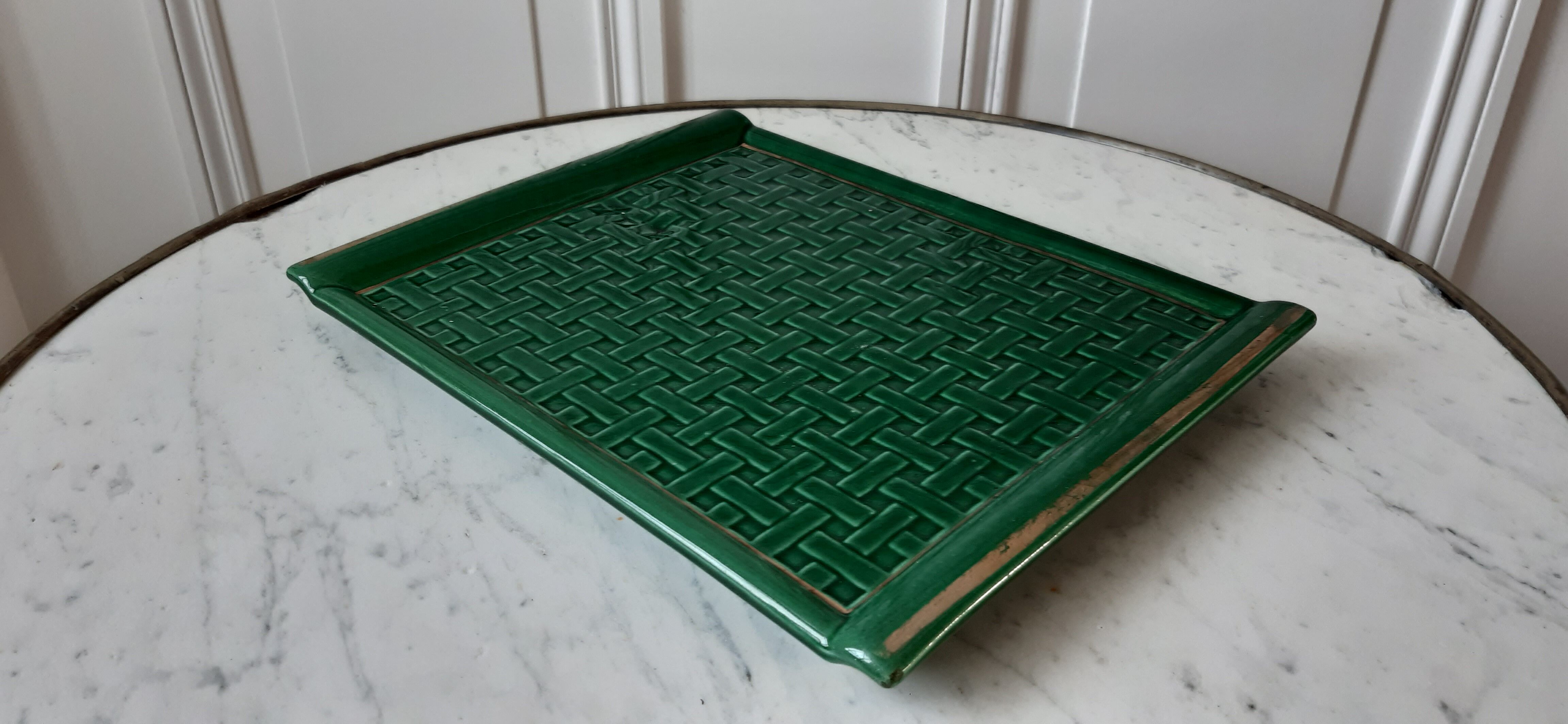 Ceramic top green and gold canning effect 50s