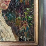 Acrylic on wood old portrait vintage painting country decoration