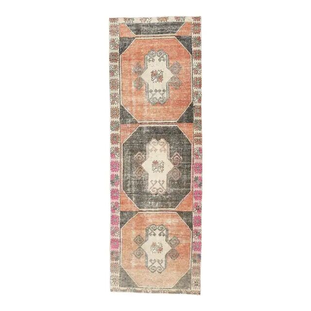 Turkish wool hand-knotted runner rug 103x305