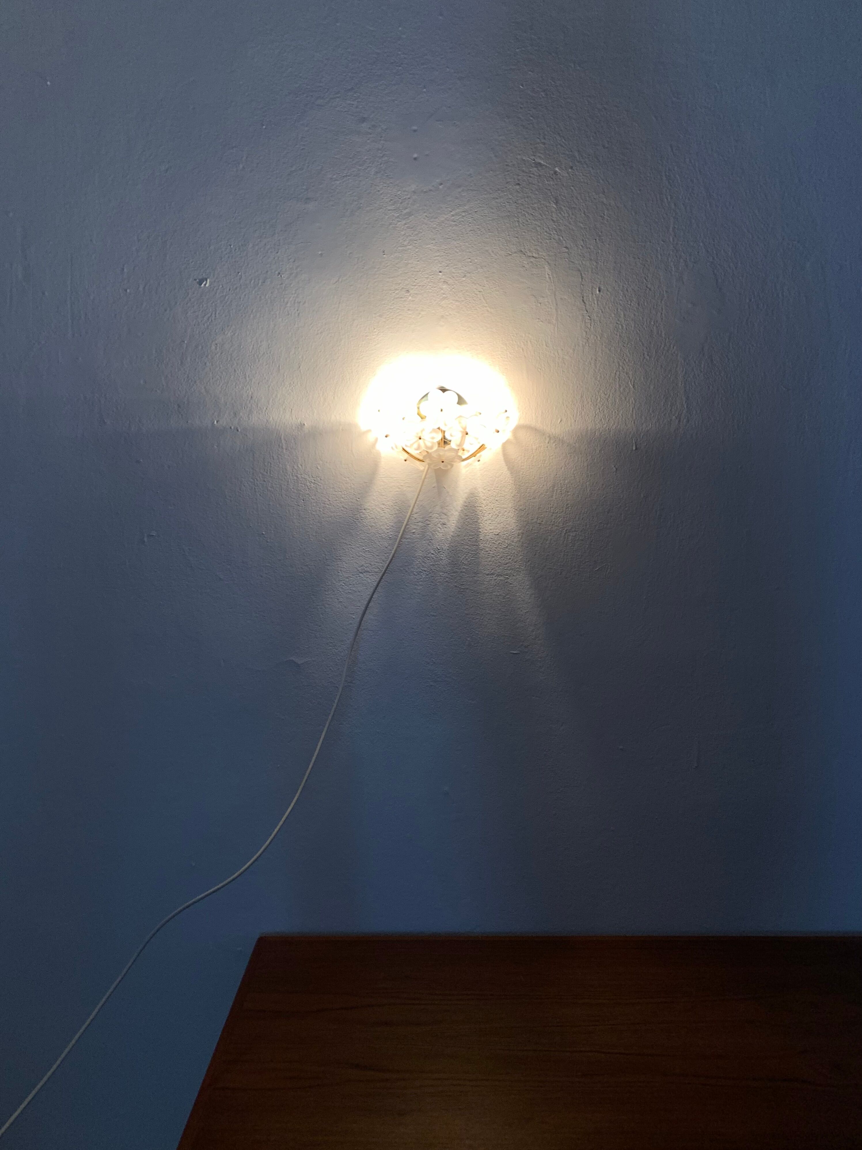 1 of 2 Floral Crystal Glass Wall Lamps by Ernst Palme