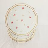 Lot de 4 assiettes fleuries en porcelaine de Limoges B & Cie