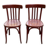 2 chaises de bistrot en bois courbé bordeaux Ets Joseph Levallois