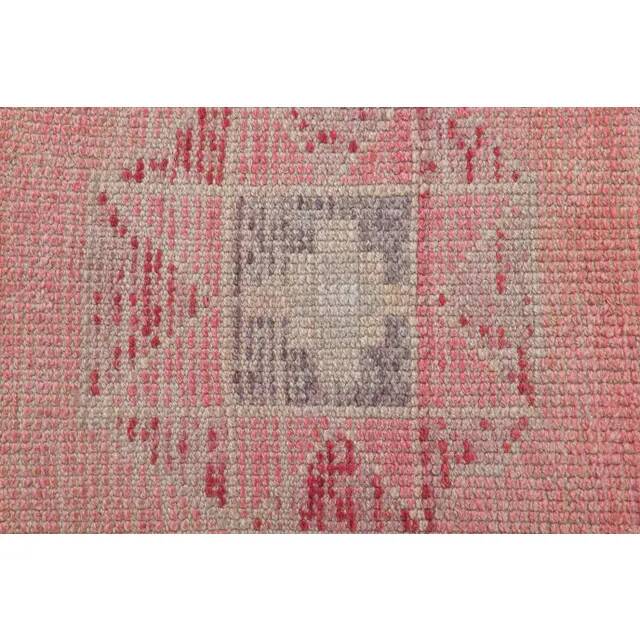 Pink Turkish Vintage Handmade Woven Wool Oushak Runner Rug 78x330