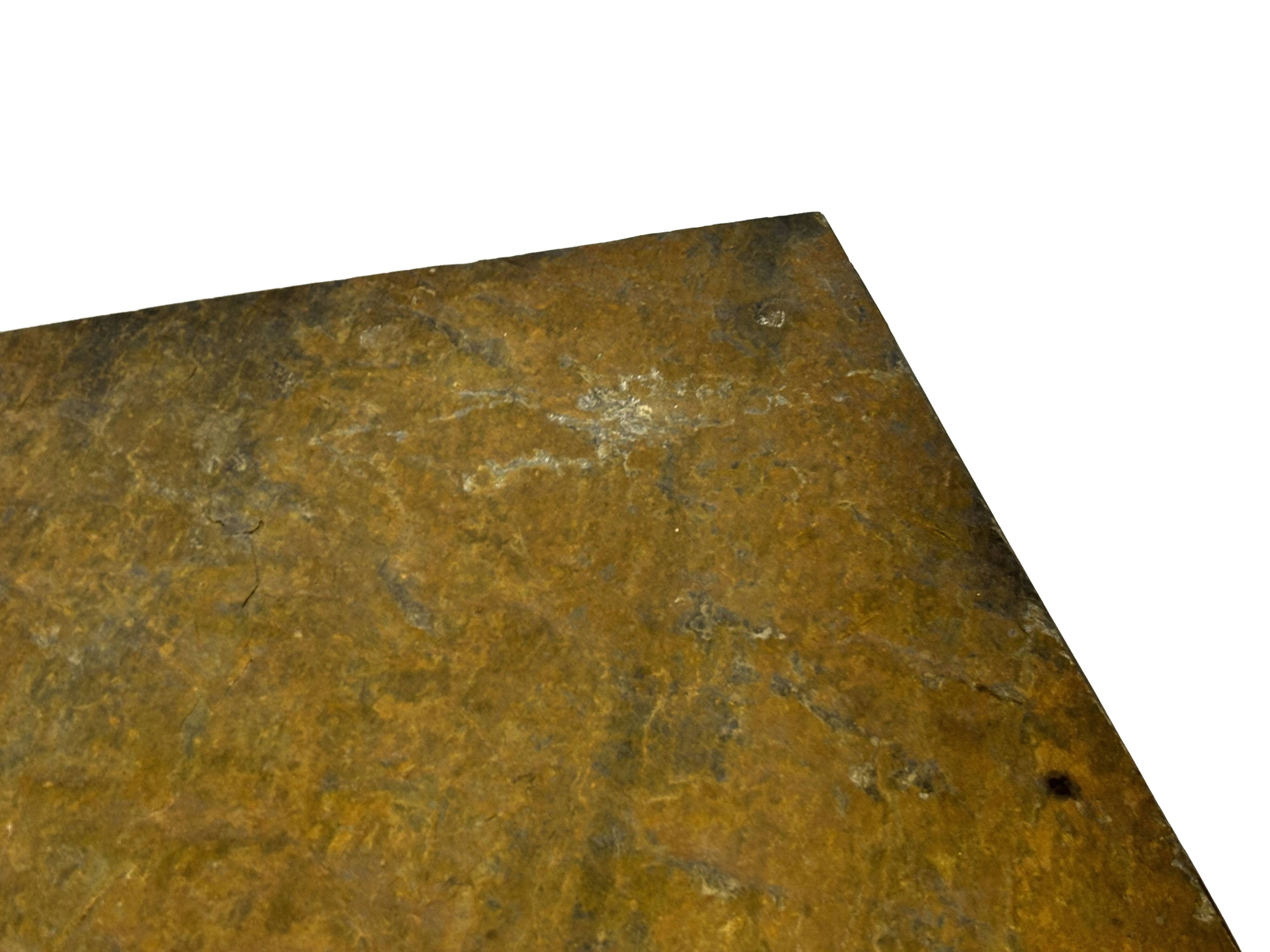 Table basse carrée plateau en pierre et piètement en acier chromé - années 60
