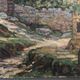 Ancient landscape painting of Auvergne , signed Gabriel Moiselet 20th century