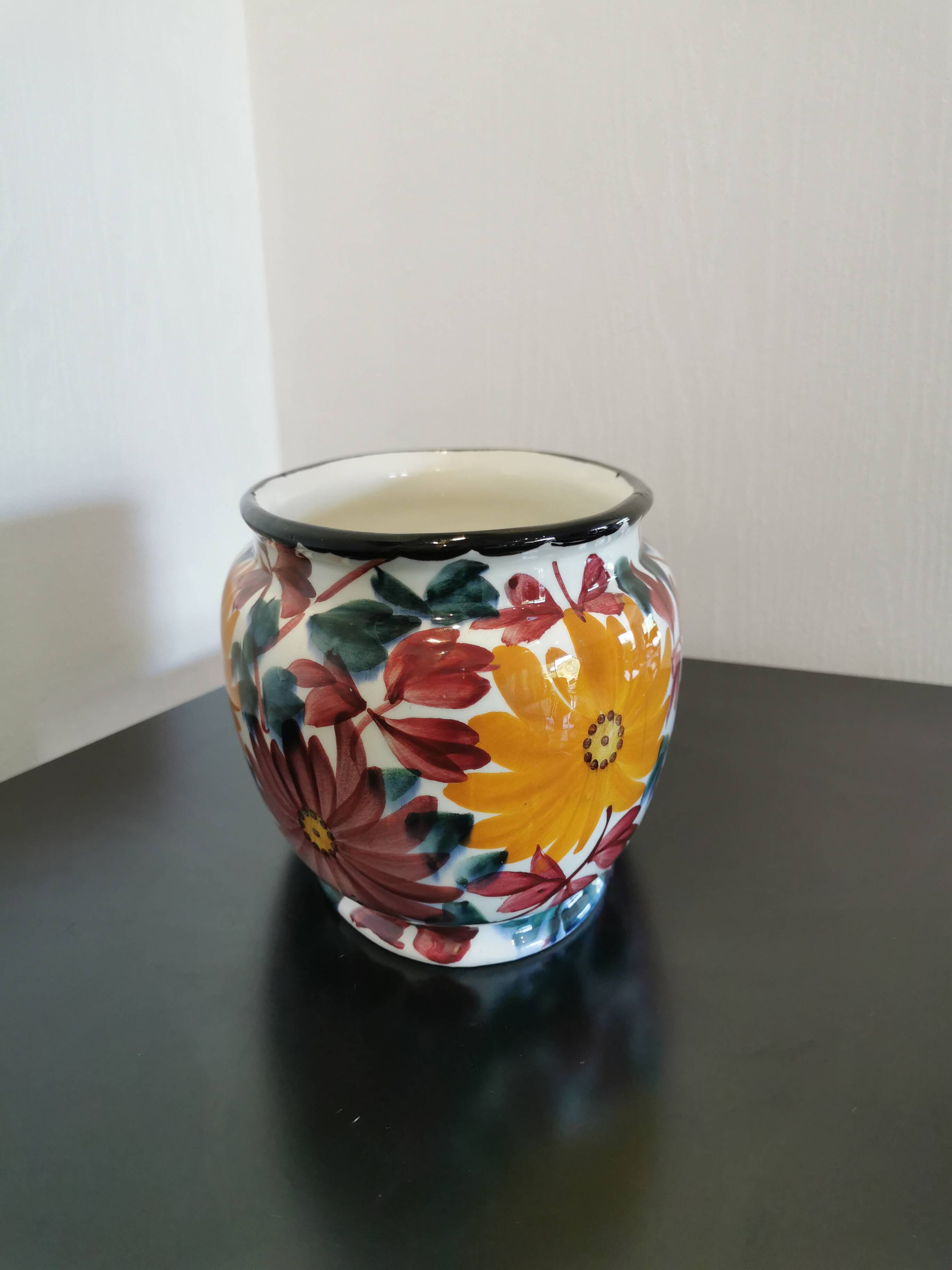 Vintage flowery ceramic from Schramberg, Jar, Planter, Cache Pot.
