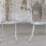 Two iron garden chairs 1950