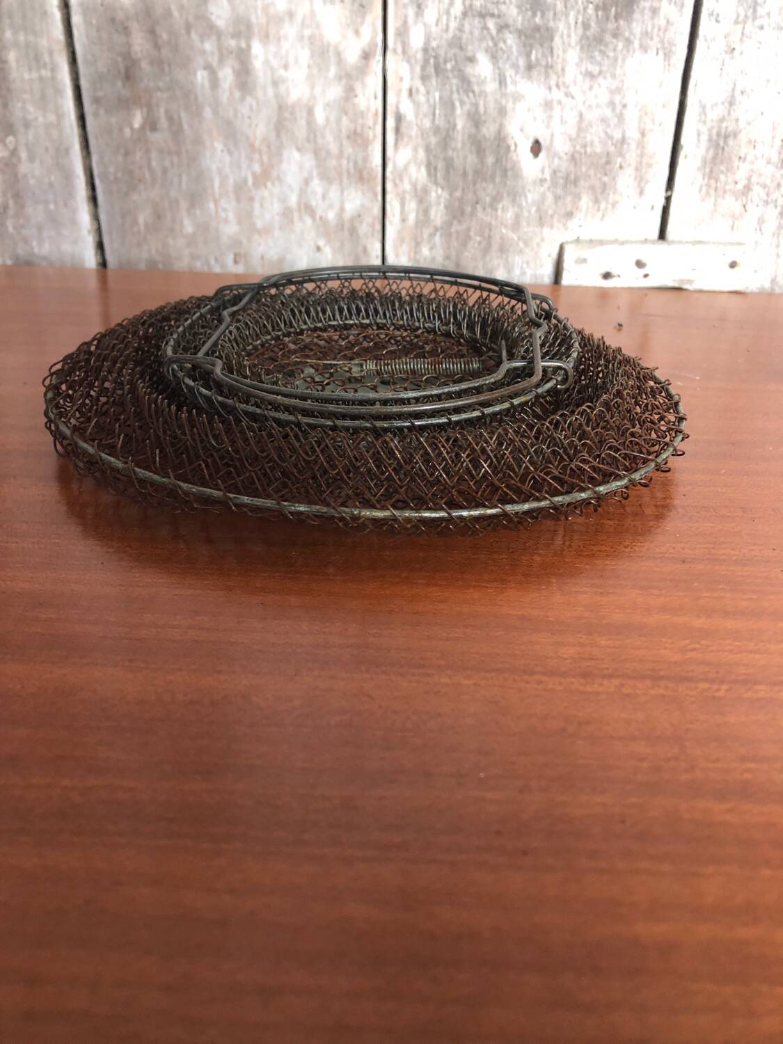 Old Fishing Net Vintage Foldable Metal Basket