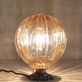 Table lamp with amber glass globe - mid 20th century
