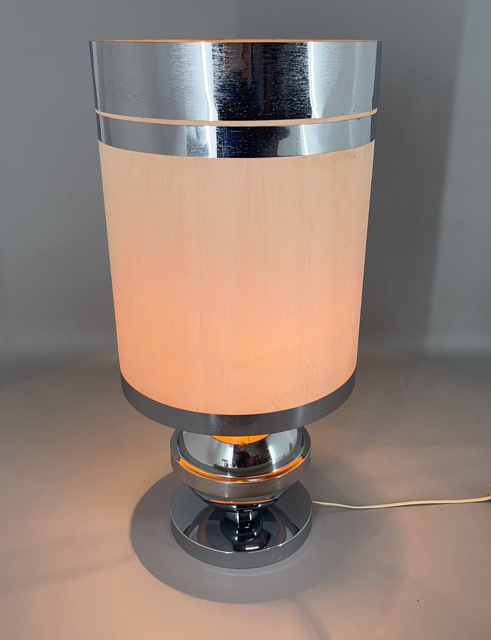 Large Mid-century Italian Chrome Table Lamp, 1970s