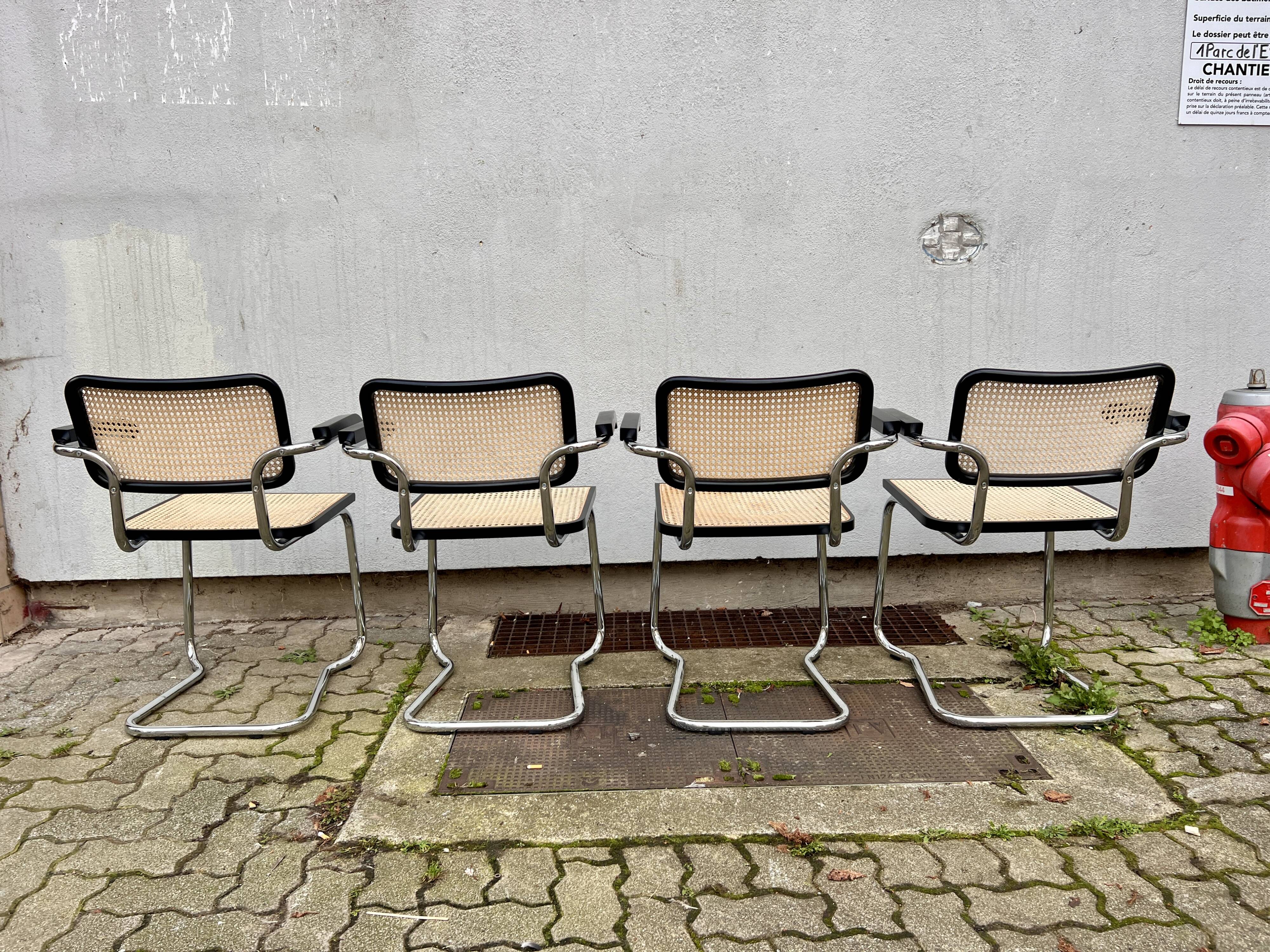 Set of 4 Marcel Breuer style armchair chairs