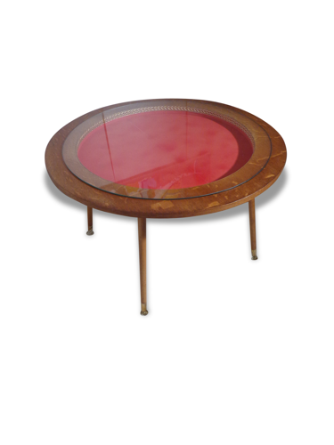 Originale table basse ronde vintage des années 60 ou table de jeux de jeux  pieds compas | Selency