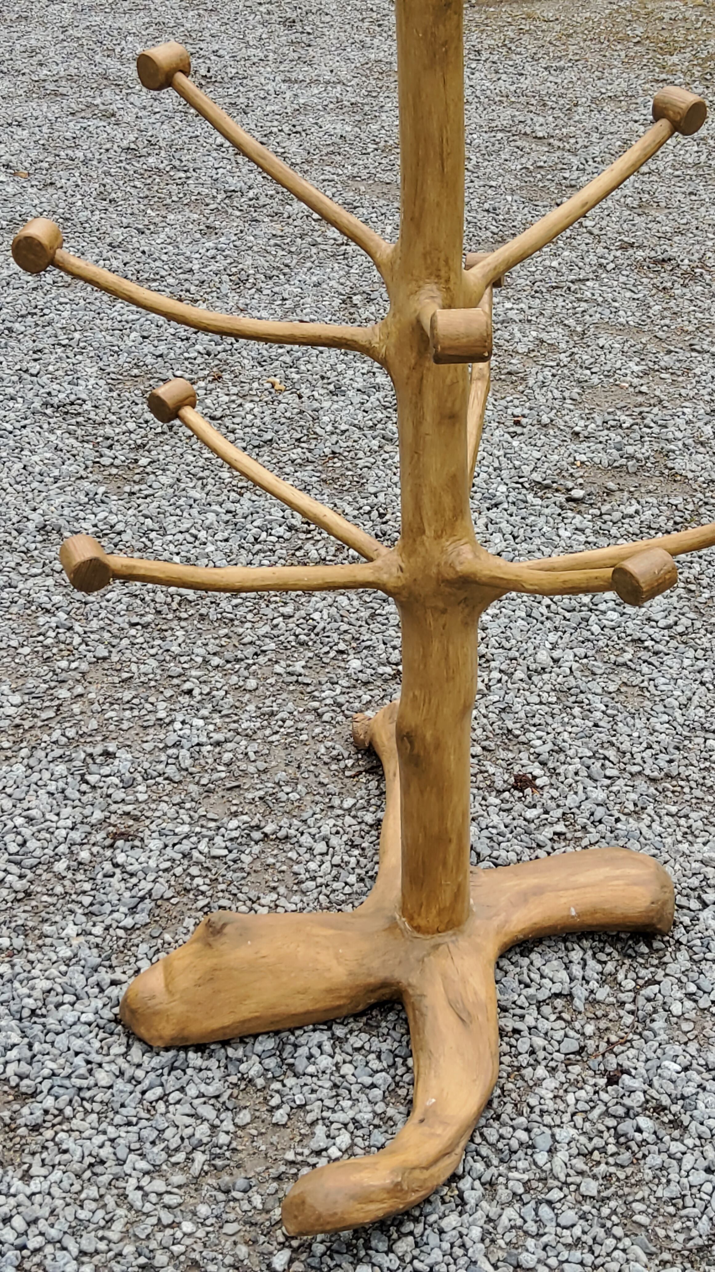 Brutalist coat rack on boxwood stand