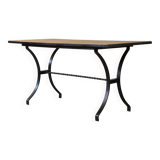 Dining table in rattan and wrought iron similar to Audoux & Minet.