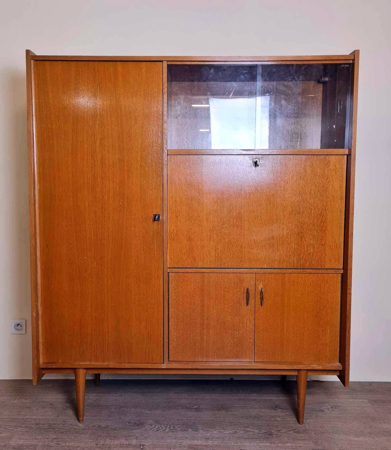 Vintage secretary cabinet from the 60s in teak