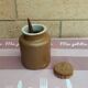 Sandstone mustard pot with cork and olive wood spoon - vintage