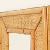 1970s wall mirror in rattan and cane, Spain