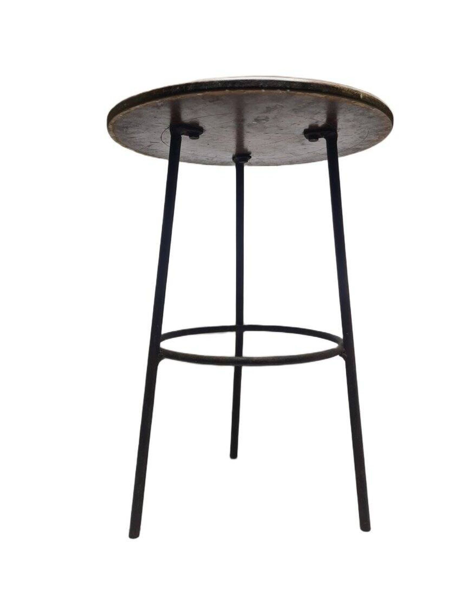 Postmodern brutalist iron and wooden plant stand, Poland, 1970s