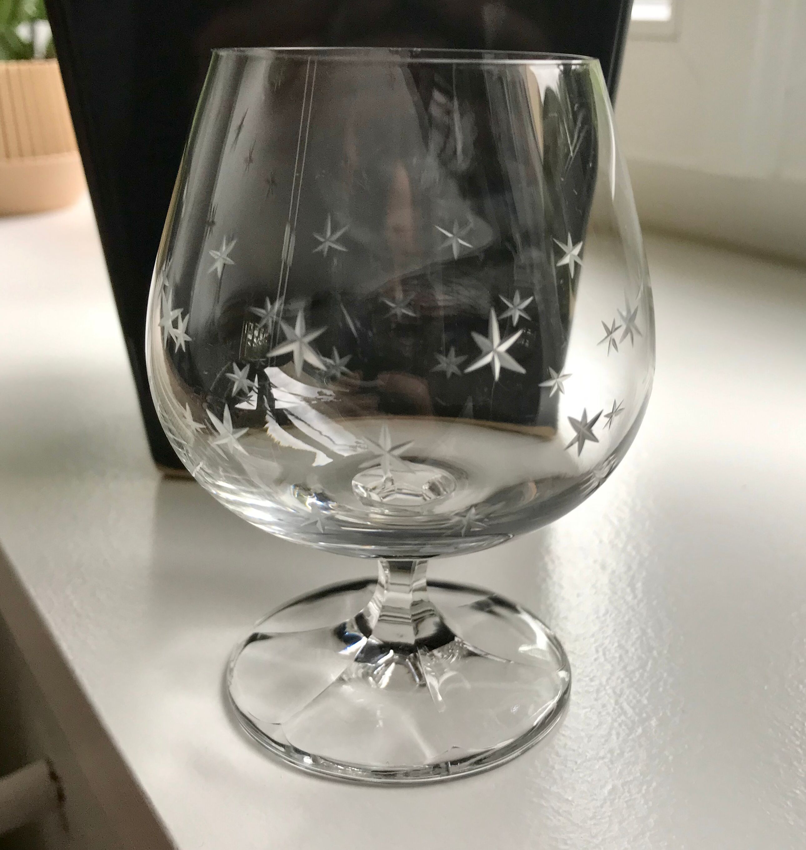 Set of 5 foot glasses engraved with stars 50s-60s