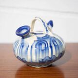 Chevrette pitcher in enamelled terracotta, terracotta gargoulette, folk art pottery, decoration