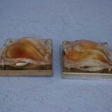 Pair of sconces 1970 design molded glass