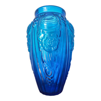 Art deco style molded glass vase