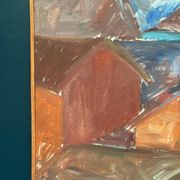Swedish Oil on Canvas – “Bodar, Lofoten” by Vivianne Larsson – Vintage