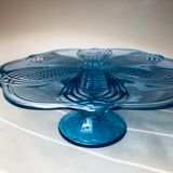 Blue vintage glass cake display