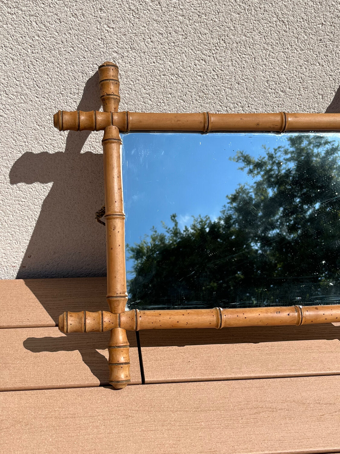 Turned wooden mirror bamboo 30s