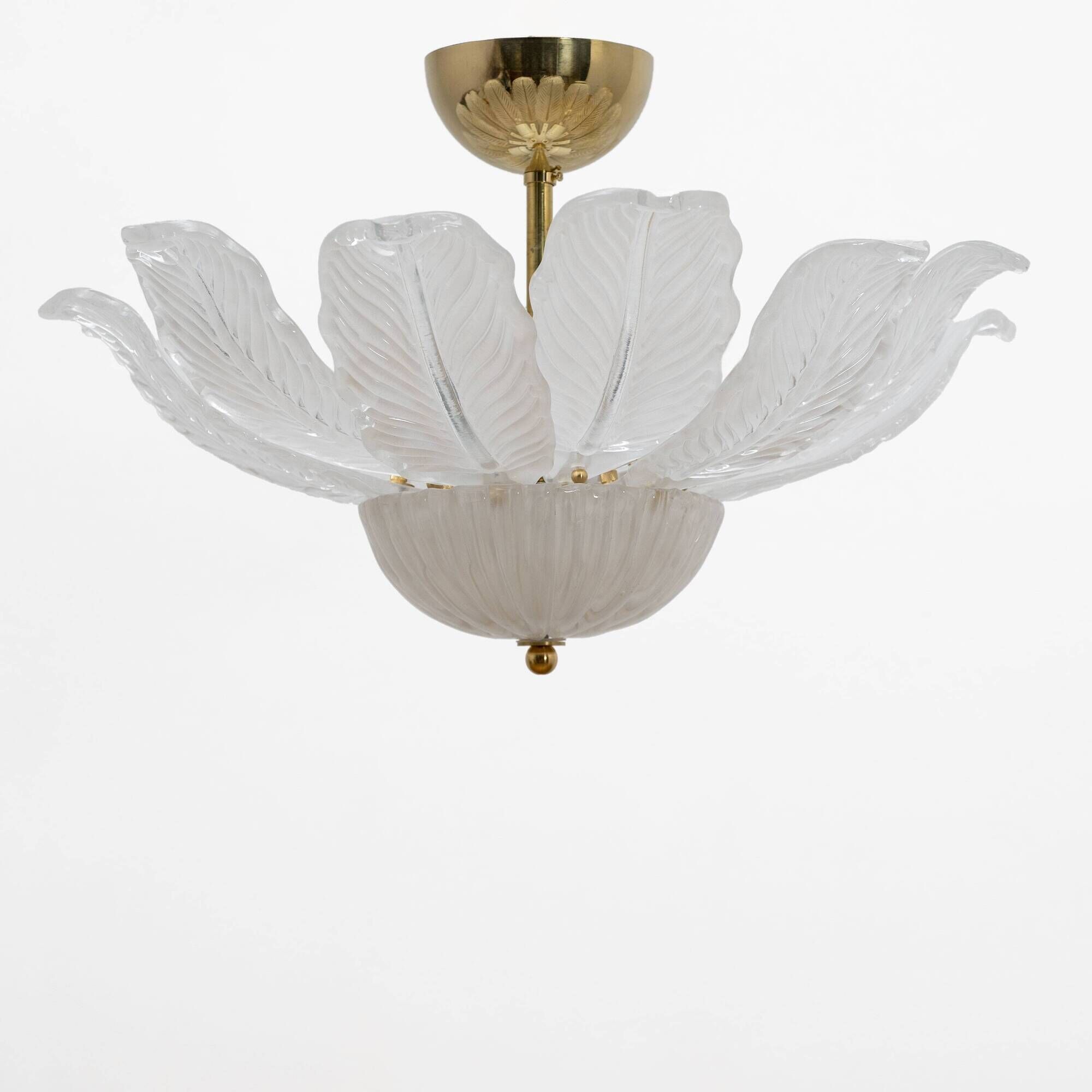 Murano Glass Ceiling Light with White Glass Flower-shaped Petals