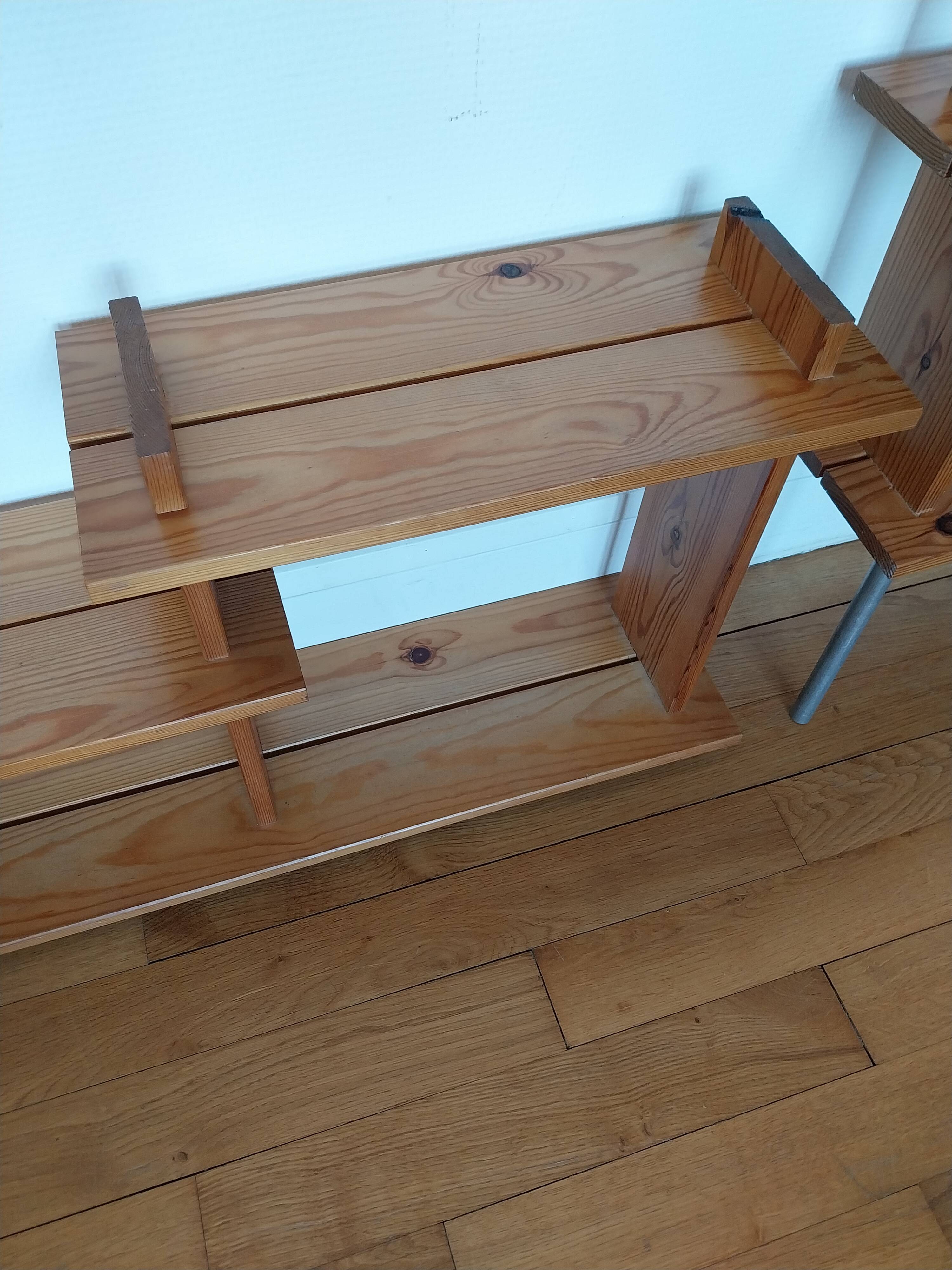 Vintage pine shelves in the style of Maison Regain.