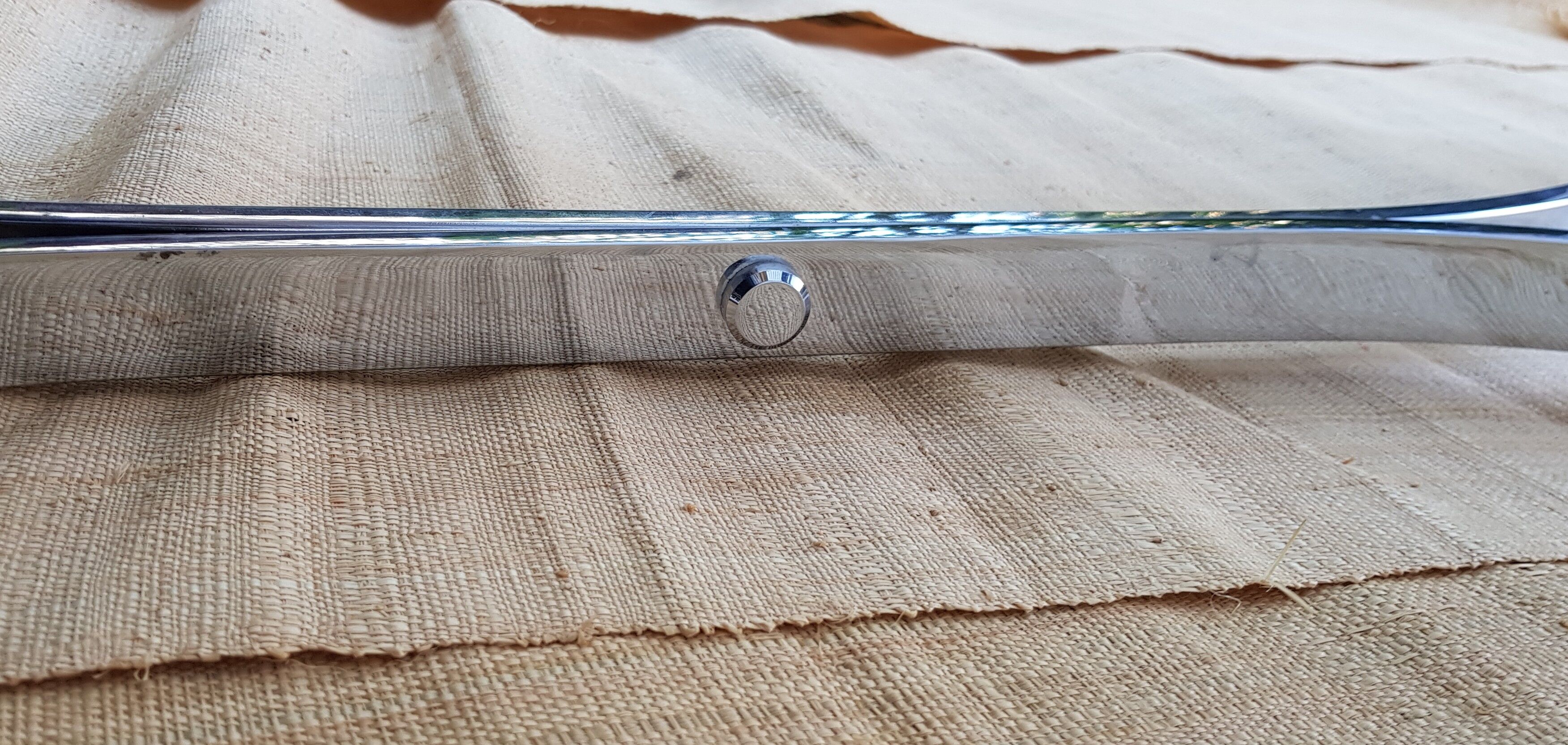 70's glass and chrome metal coffee table