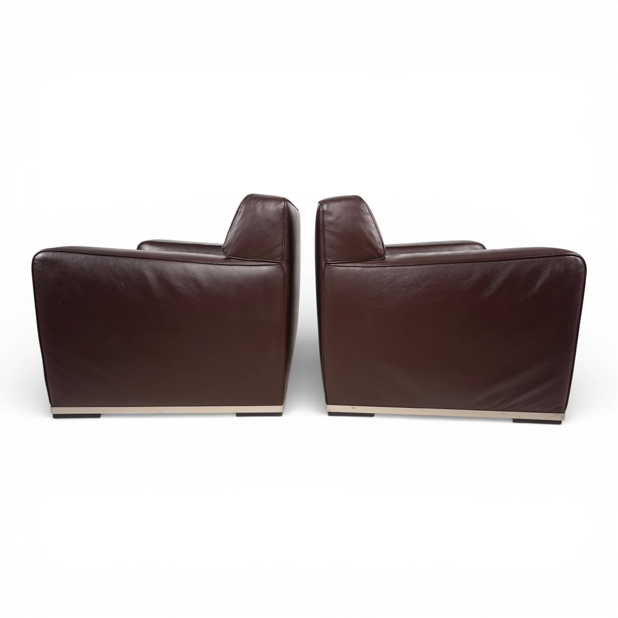 Set of 2 B&B Italia Maxalto Apta Imprimatur leather armchairs by Antonio Ci