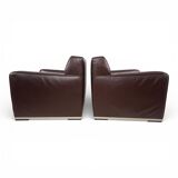 Set of 2 B&B Italia Maxalto Apta Imprimatur leather armchairs by Antonio Ci