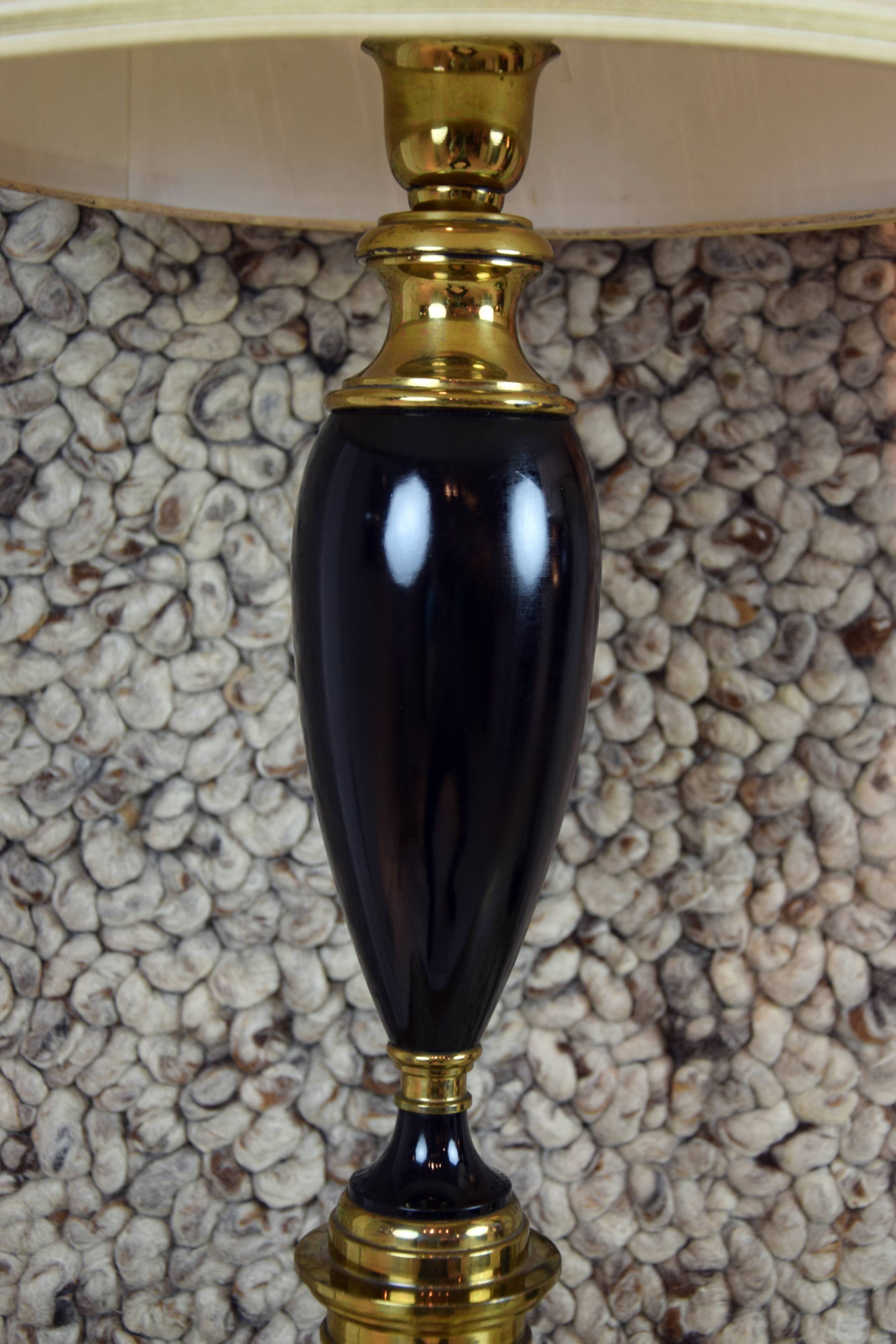 Pair of black lacquered lamps